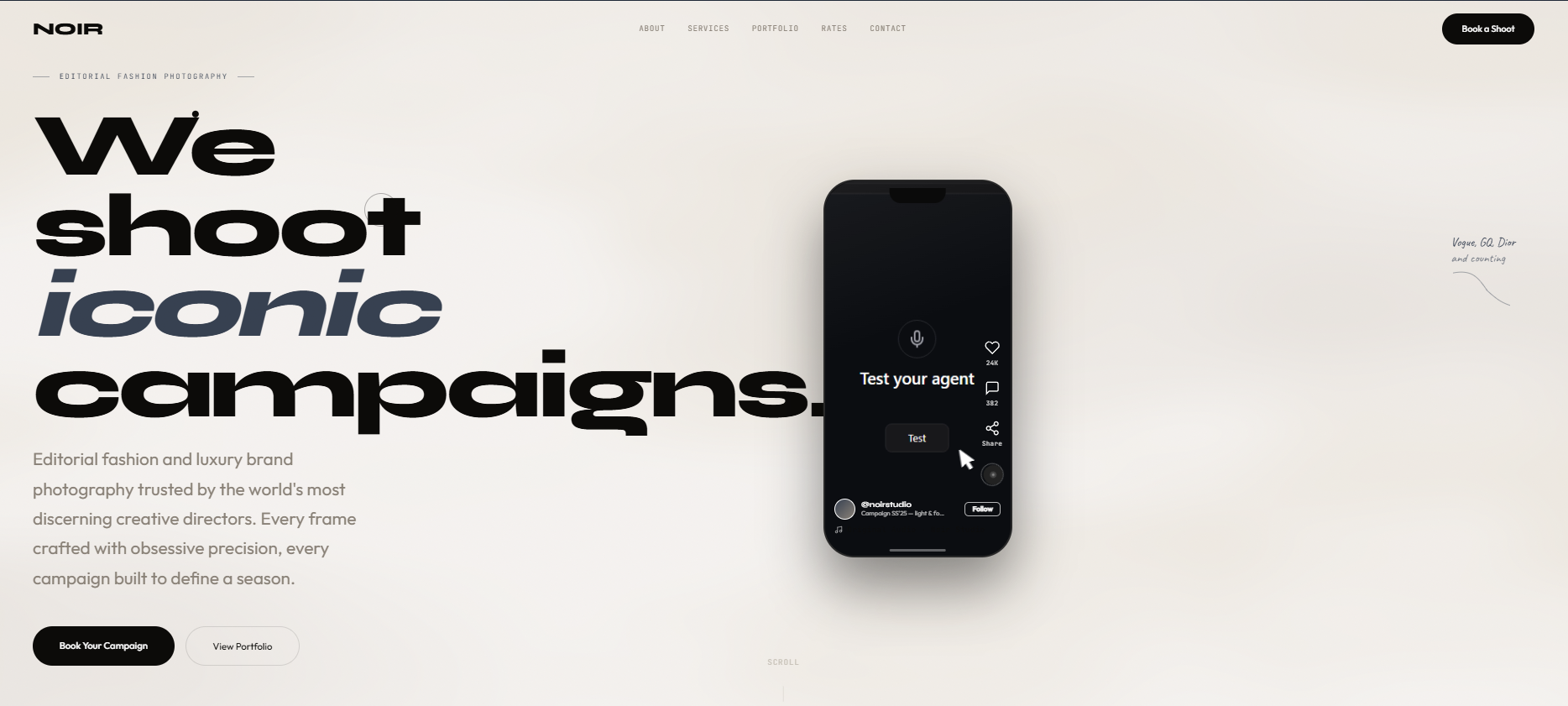 Cinematic SaaS website example